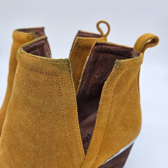 Jeffrey Campbell Cromwell Mustard Yellow Suede Boots Booties Size 6 - Picture 6 of 7